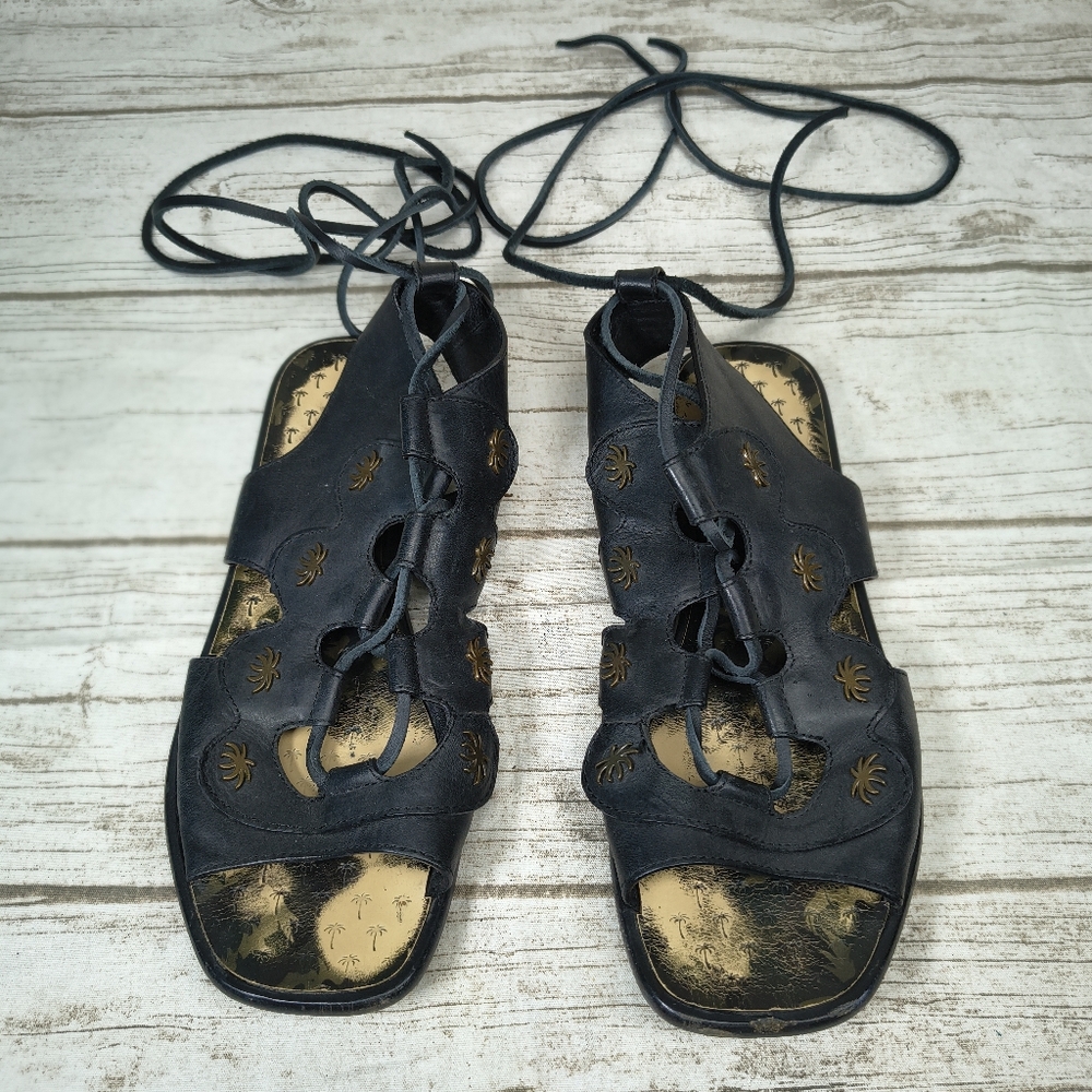 Tomas Maier Black Leather Gladiator Sandals Women Size 9